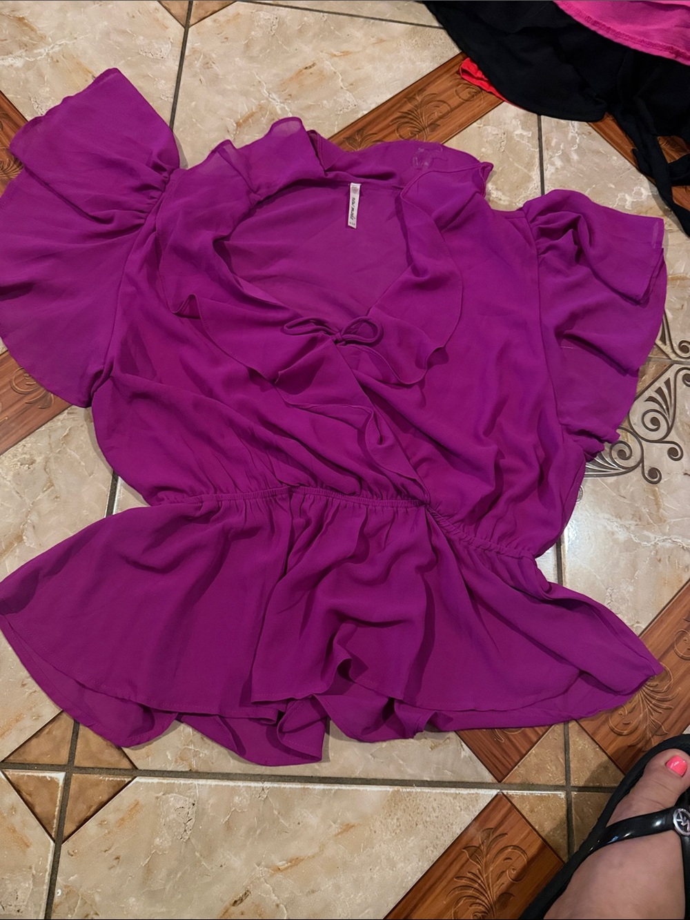Women’s Ruffle Peplum Blouse - Magenta